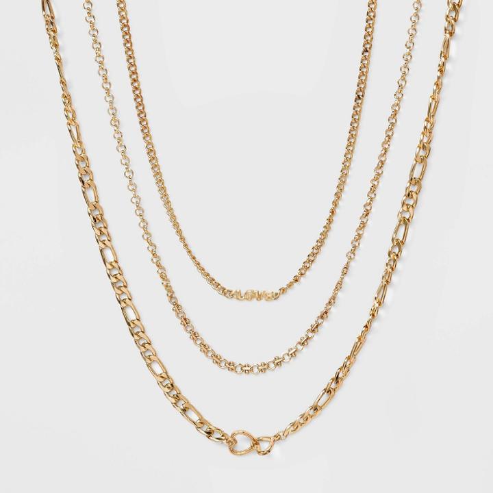 Love Layered Chain Necklace Set 3pc - Wild Fable Gold