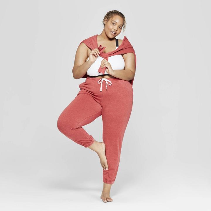 Women's Plus Size Fleece Lounge Jogger Pants - Colsie Red