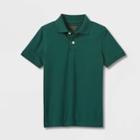 Boys' Short Sleeve Pique Uniform Polo Shirt - Cat & Jack Dark Green