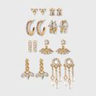 Crystal Mini Cuffs Hoops And Stud Earring Set 8pc - A New Day Gold