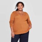 Women's Plus Size V-neck Pullover Sweater - Ava & Viv Light Rust 4x, Size: