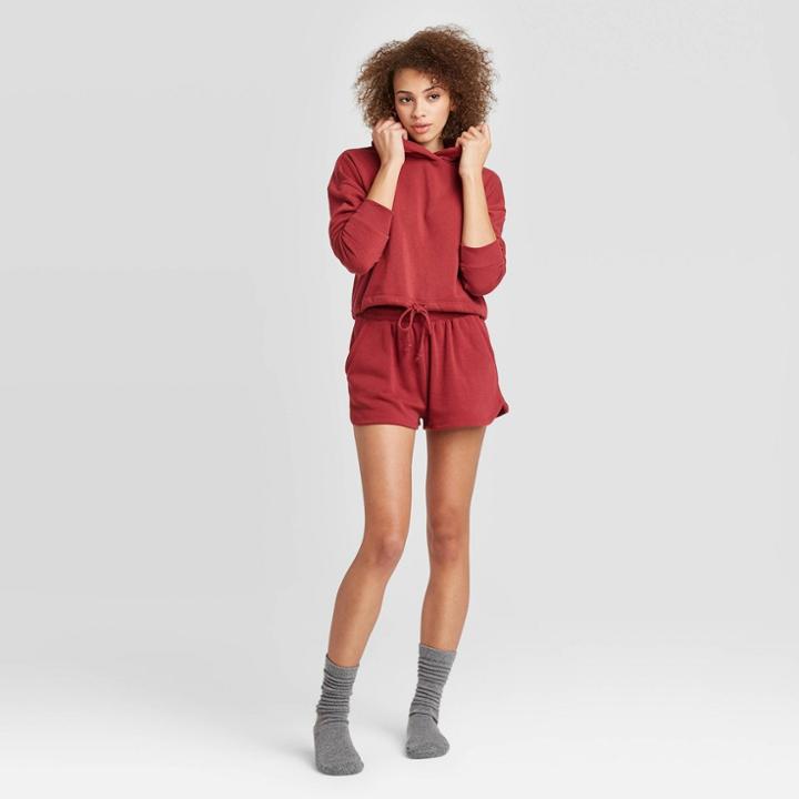 Women's Hooded Lounge Sweatshirt Colsie Maroon Xs, Women's, Red