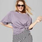 Women's Plus Size Short Sleeve Borrowed T-shirt - Wild Fable Washed Violet