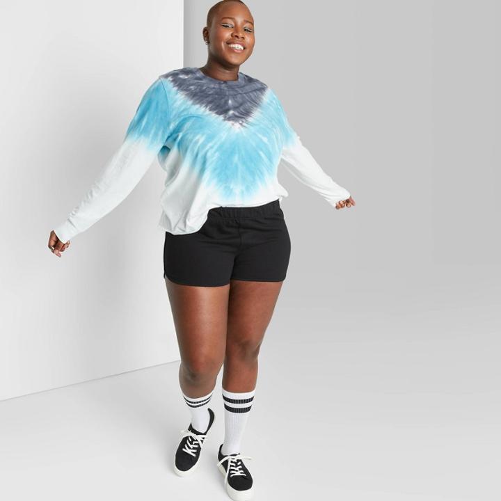 Women's Plus Size French Terry Dolphin Leisure Shorts - Wild Fable Black 1x, Women's,
