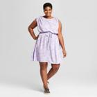 Women's Plus Size Floral Print Tie Sleeve Dress - Ava & Viv Lilac