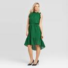 Women's Polka Dot Sleeveless Ruffle Trim Dress - Who What Wear Green