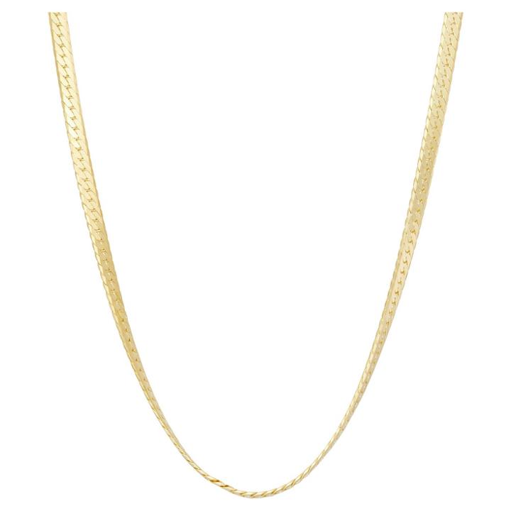 Tiara Gold Over Silver 18 Herringbone Chain Necklace, Size: 18 Inch, Yellow