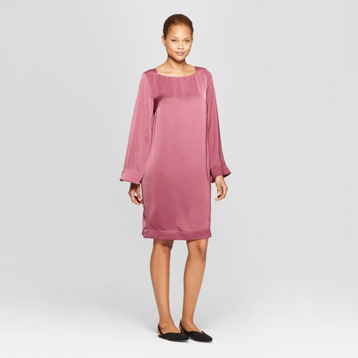 Women's Long Sleeve Square Neck Wide Sleeve Shift Dress - Prologue Botanical Rose