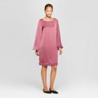 Women's Long Sleeve Square Neck Wide Sleeve Shift Dress - Prologue Botanical Rose