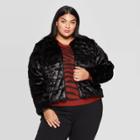 Women's Plus Size Faux Fur Jacket - Ava & Viv Black 3x, Women's,