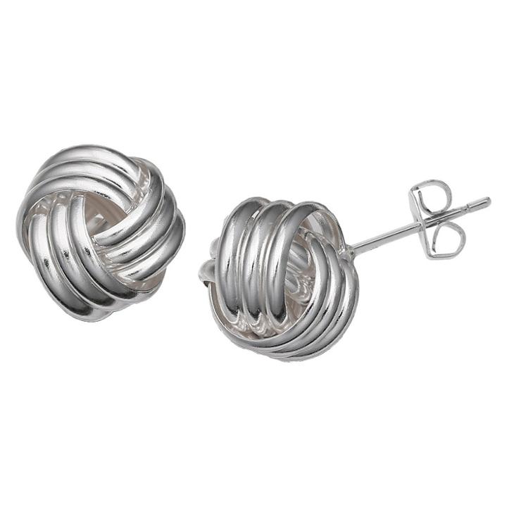 Treasure Lockets Loveknot Stud Earring In Sterling Silver -
