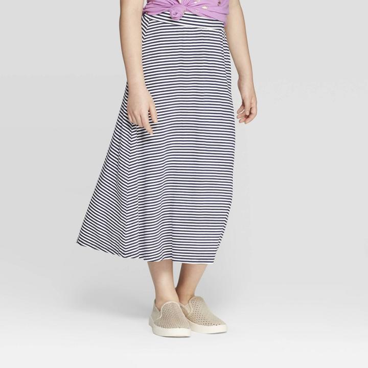 Girls' Knit Stripe Maxi Skirt - Cat & Jack Navy/white