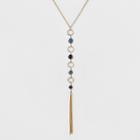 4 Open Circles, 4 Channels & Chain Tassel Long Necklace - A New Day Blue/gold