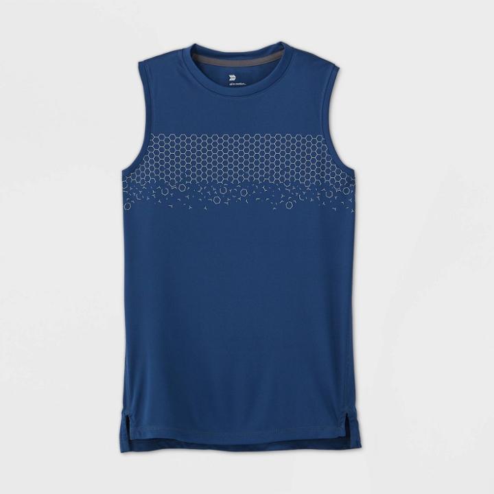 Boys' Sleeveless Geometric Stripe Graphic T-shirt - All In Motion Blue