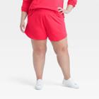 Women's Plus Size Mid-rise French Terry Shorts 4 - All In Motion Cherry Red