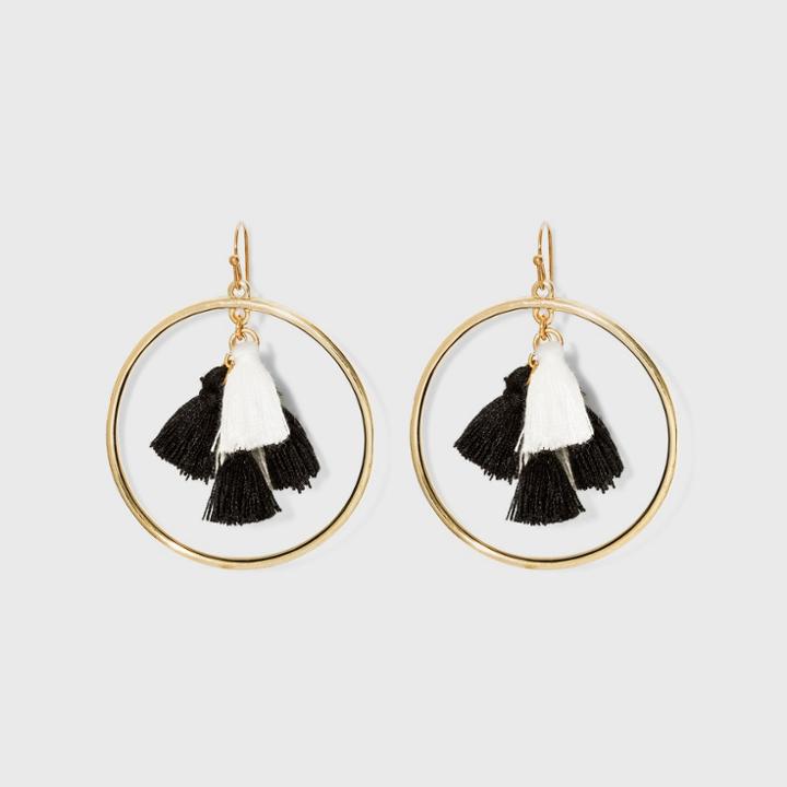 Sugarfix By Baublebar Multi-tassel Hoop Earrings - Black/white, Girl's