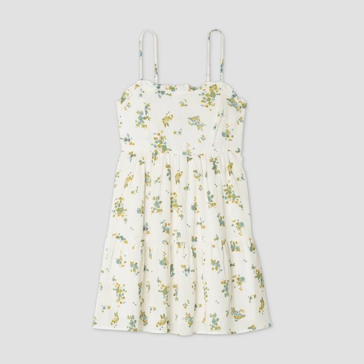 Women's Plus Size Floral Print Sleeveless Tiered Dress - Wild Fable White