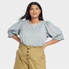 Women's Plus Size Puff Elbow Sleeve Blouse - Who What Wear Blue