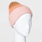 Women's Color Block Beanie - A New Day Coral, Pink