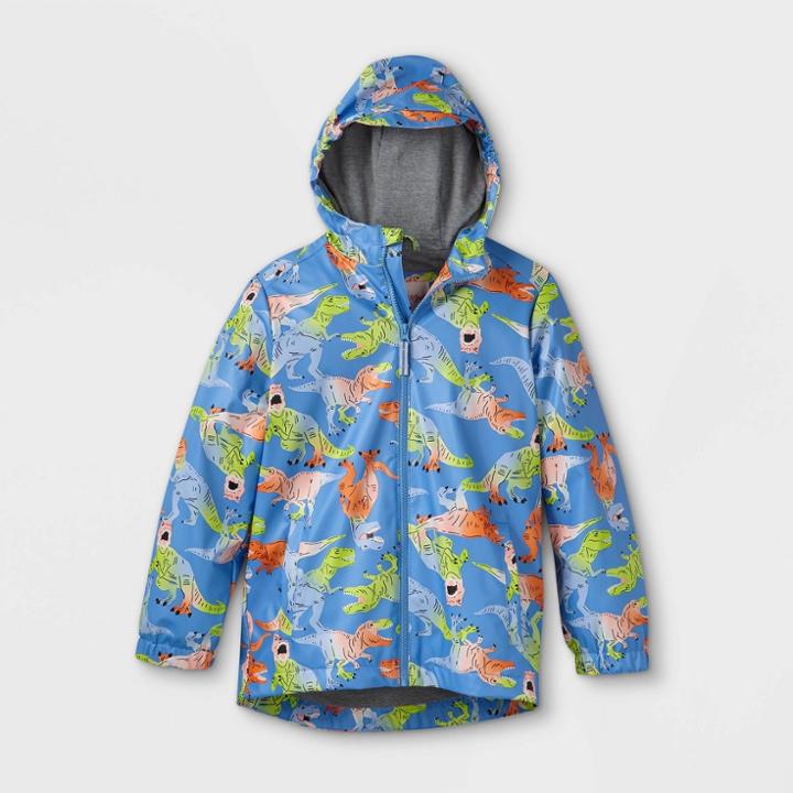 Boys' Dino Print Rain Jacket - Cat & Jack Blue