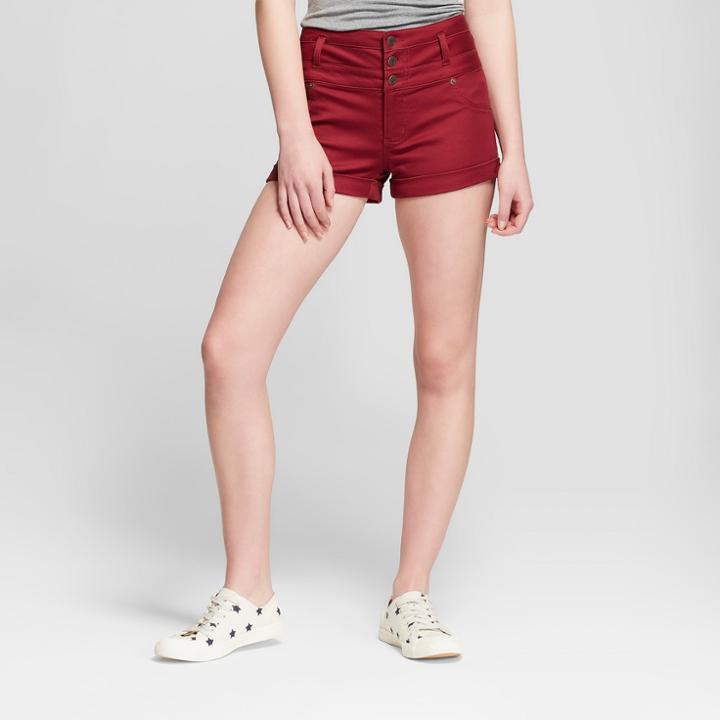 Women's High-rise Triple Stack Jean Shorts - Mossimo Supply Co. Burgundy