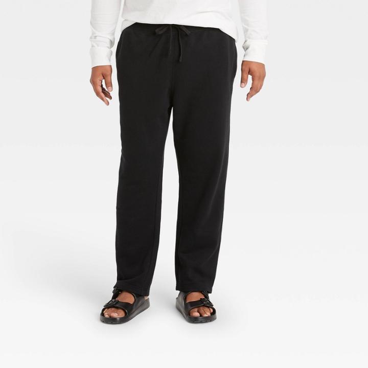 Men's Tall Open Bottom Fleece Jogger Pants - Goodfellow & Co Black