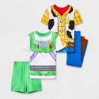 Toddler Boys' 4pc Toy Story Buzz And Woody Uniform Snug Fit Pajama Set - Green