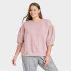 Women's Plus Size 3/4 Sleeve Quilted Pullover Sweatshirt - A New Day Lilac