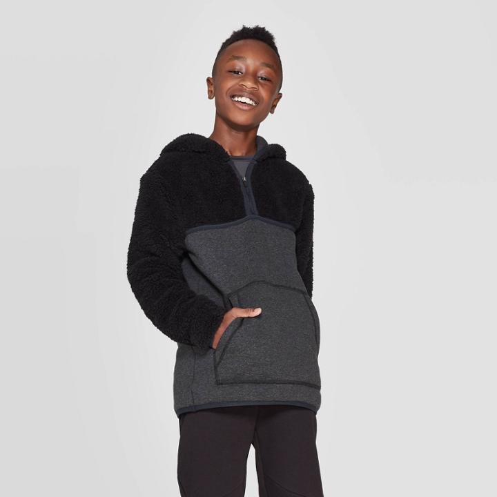 Boys' Half Zip Sherpa Fleece Hoodie - C9 Champion Black