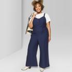 Plus Size Women's Strappy Button Front Tie Back Jumpsuit Plus - Wild Fable Oxford Blue