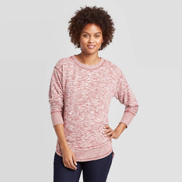 Women's Long Sleeve Crewneck Cozy Sweatshirt - Knox Rose Red