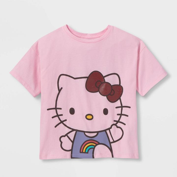 Girls' Hello Kitty Kindness Short Sleeve Graphic Pocket T-shirt - Pink