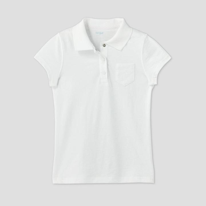 Girls' Adaptive Short Sleeve Polo Shirt - Cat & Jack White