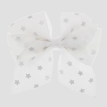 Girls' Bow With Silver Foil Print Hearts Clip - Cat & Jack White, Black