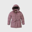 Women's Belted Mid Length Puffer Jacket - A New Day Purple