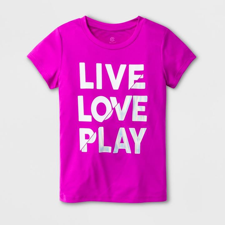 Girls' Live Love Play Graphic Tech T-shirt - C9 Champion Raspberry Purple