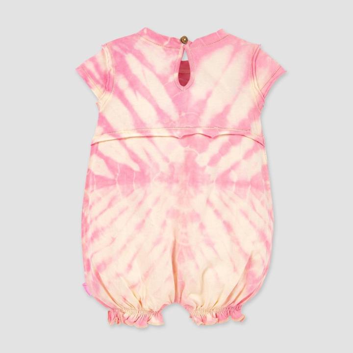 Burt's Bees Baby Baby Girls' Organic Cotton Peachy Tie-dye Bubble Romper - Cream 0-3m, Girl's, Pink