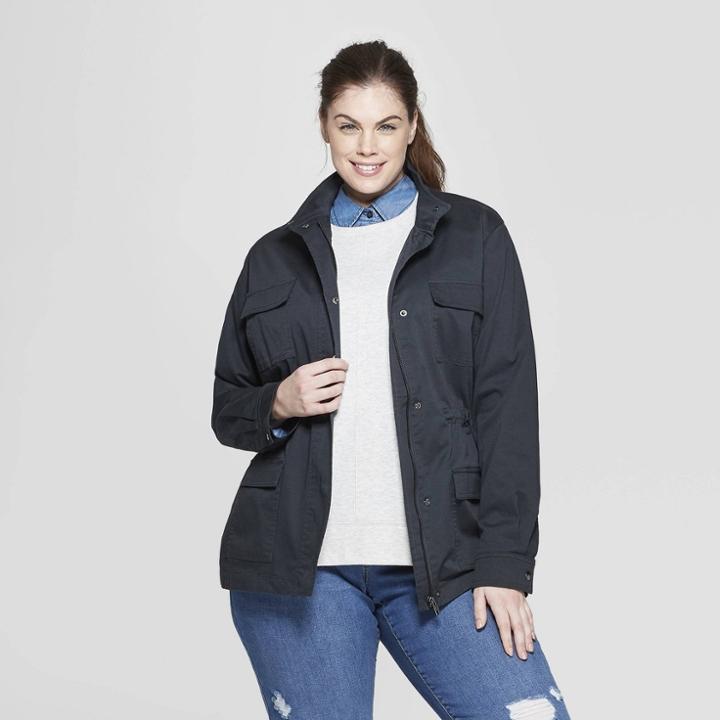 Women's Plus Size Military Jacket - Ava & Viv Dark Gray X