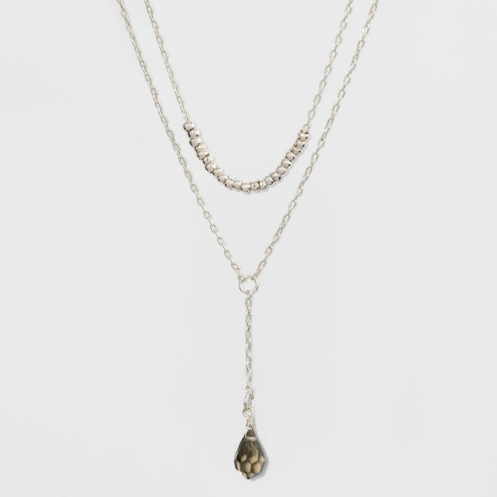 Ccbs And Hanging Stone Short Necklace - A New Day Gray/silver