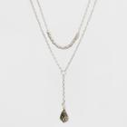 Ccbs And Hanging Stone Short Necklace - A New Day Gray/silver