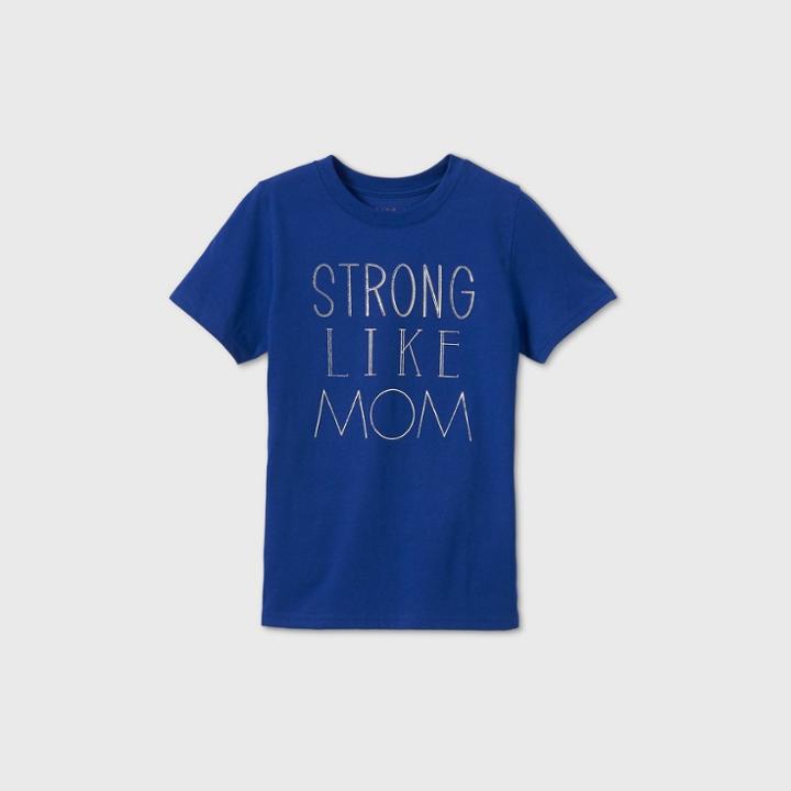 Kids' Short Sleeve 'strong Like Mom' Graphic T-shirt - Cat & Jack Blue