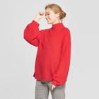 Women's Funnel Neck Pullover Sweater - A New Day Red
