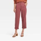 Women's High-rise Straight Chilled Out Ankle Chino Pants - A New Day Burgundy
