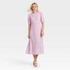 Women's Bishop Elbow Sleeve Tie-back Dress - Who What Wear Purple Floral