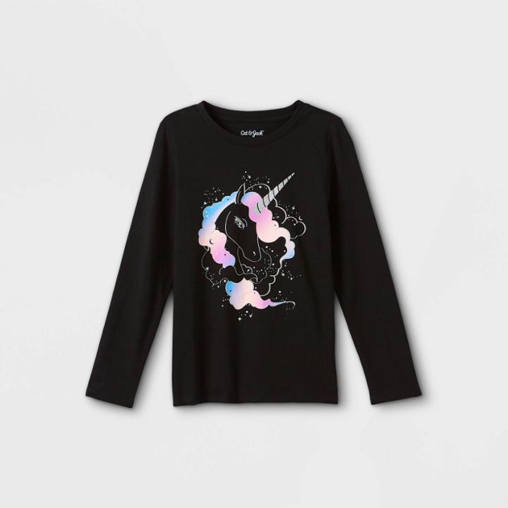 Girls' 'celestial Unicorn' Long Sleeve Graphic T-shirt - Cat & Jack Black