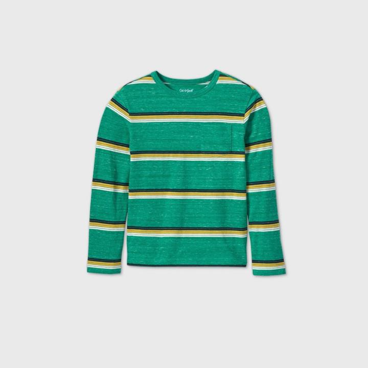 Boys' Striped Long Sleeve T-shirt - Cat & Jack Green/yellow