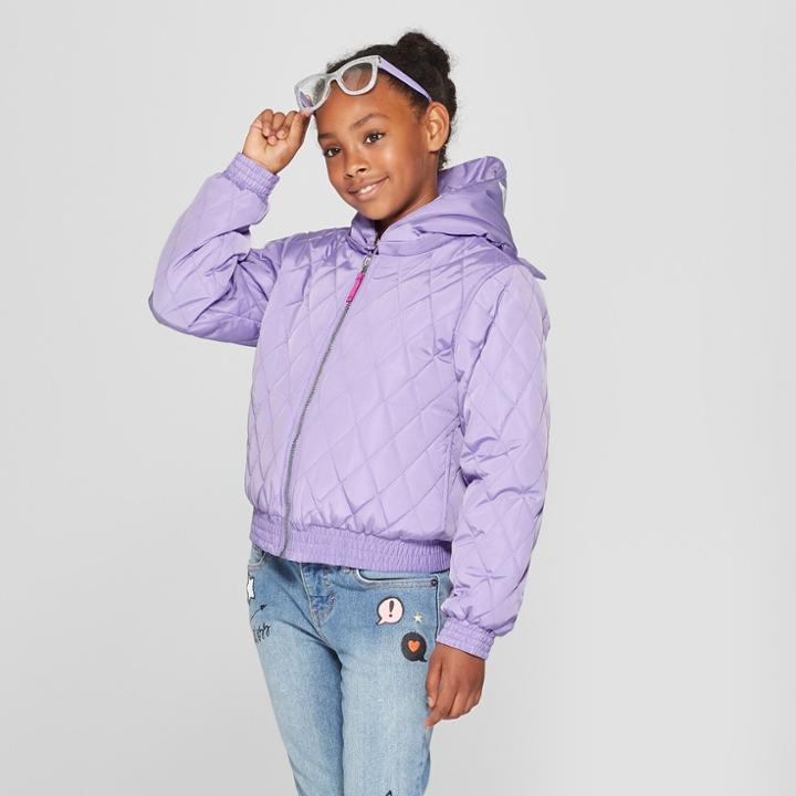 Girls' Animal Puffer Jacket - Cat & Jack Violet