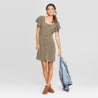 Target Women's Square Neck Short Sleeve Dress - Universal Thread Olive