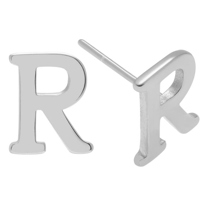 Women's Journee Collection Initial Stud Earrings In Sterling Silver - Silver, R, Silver