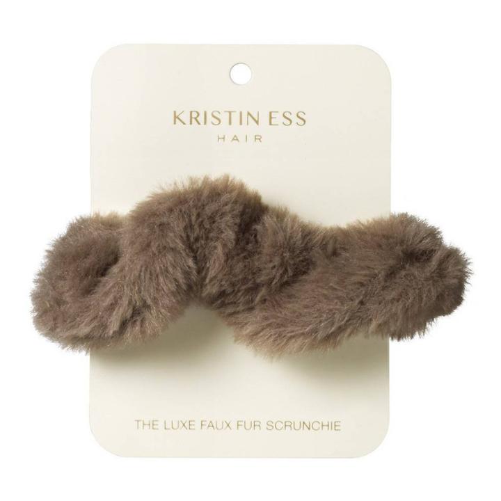 Kristin Ess Faux Fur Hair Scrunchie - Brown